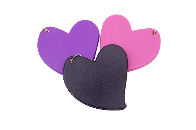 ESPEJO CORAZON ROSA VIOLETA NEGRO