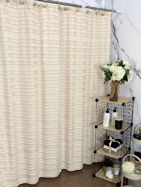 CORTINA DE BANO  GIA NEGRO / BLANCA / BEIGE / VISO
